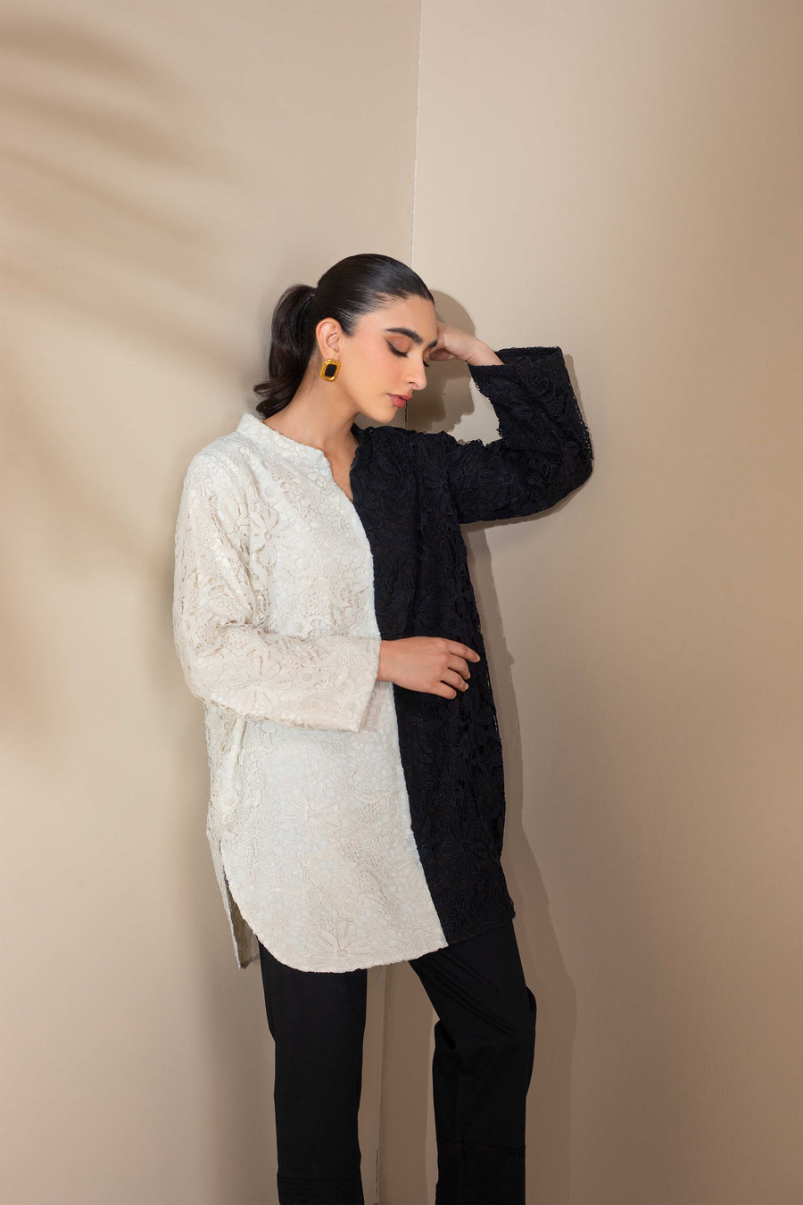 Lace Monochrome Kurti – 4andco