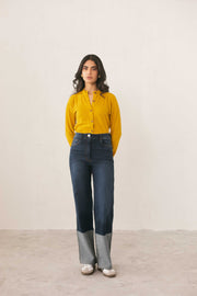 Contrast Hem Jeans
