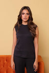Black Rib Knit Top