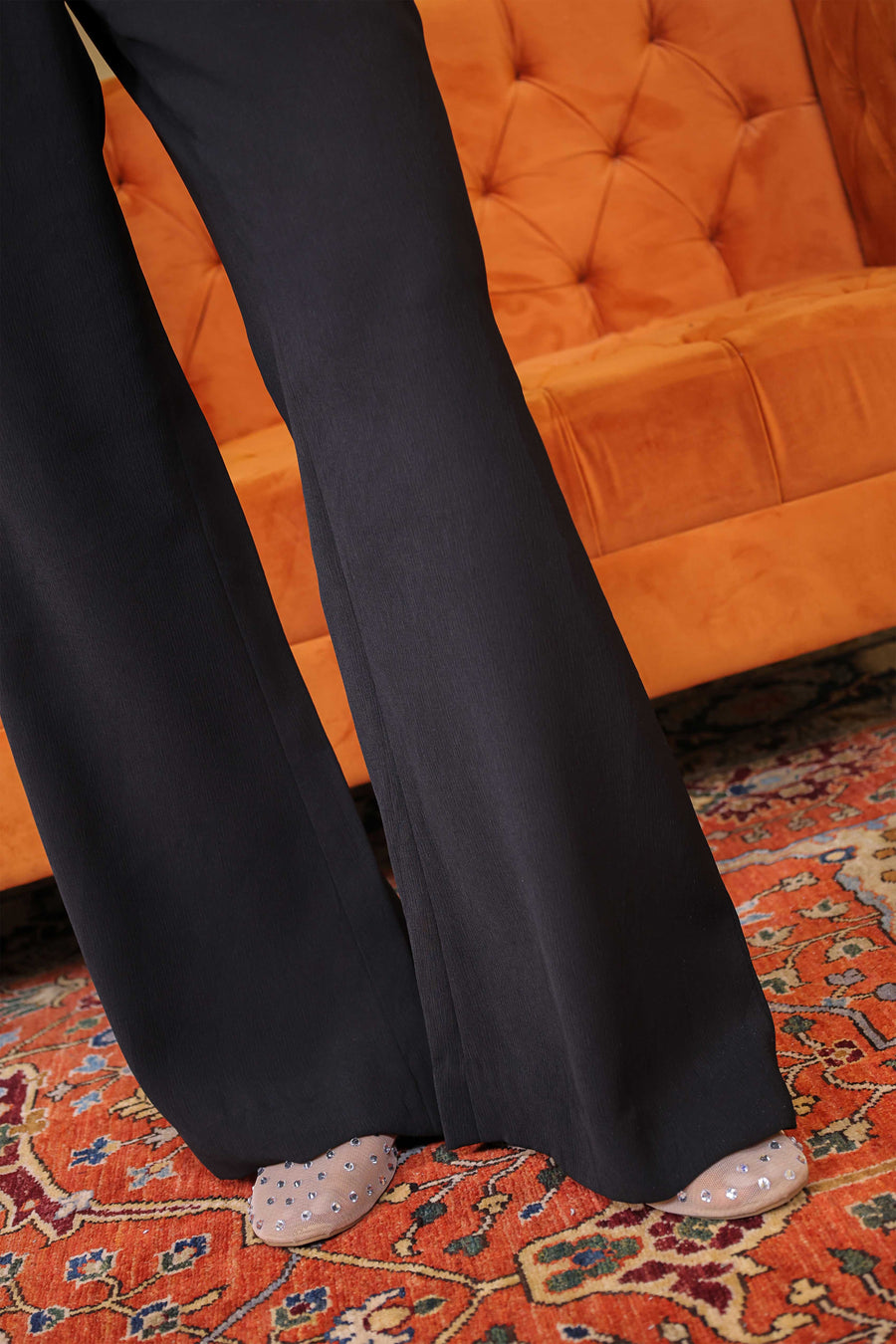 Textured Relaxed Flared Pants