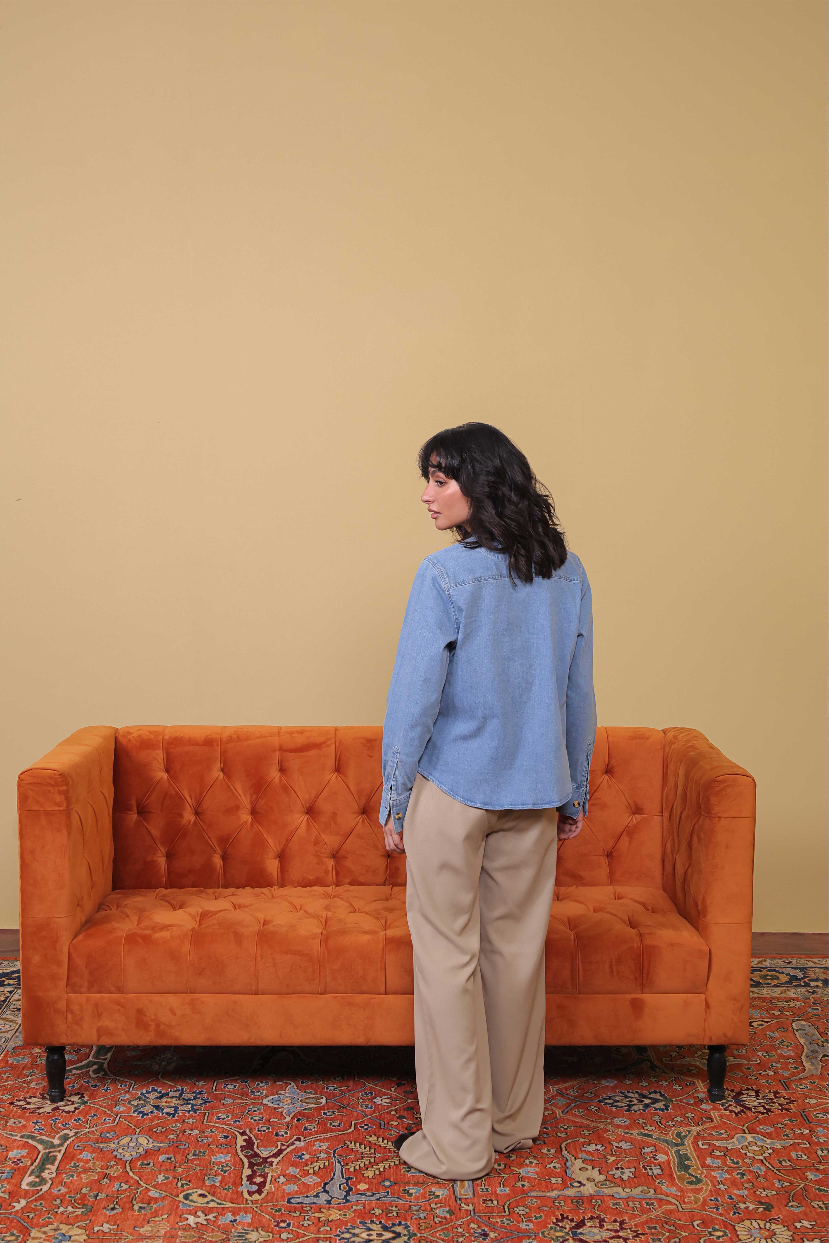 Beige Relaxed Flared Pants