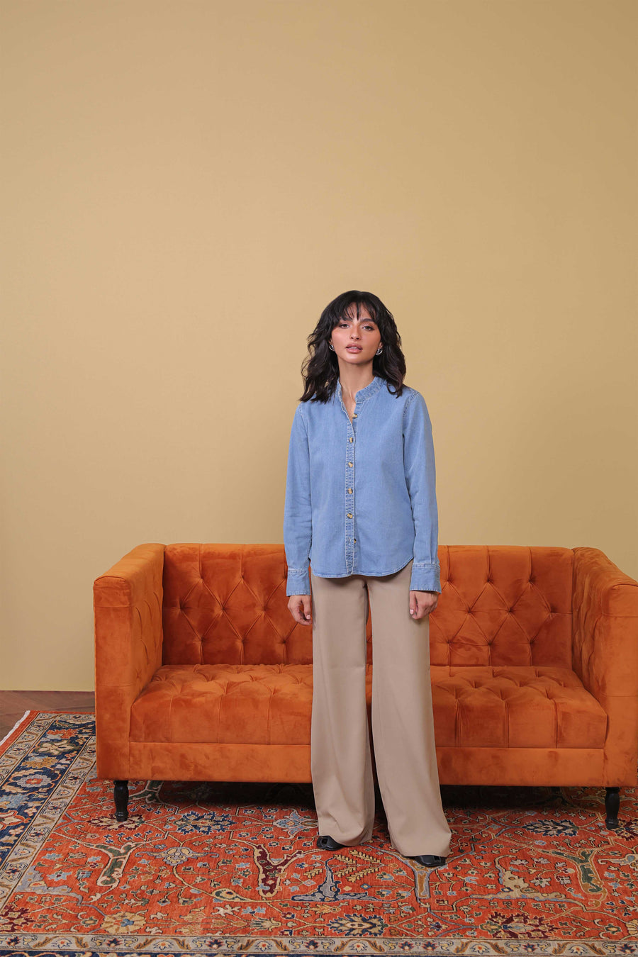 Beige Relaxed Flared Pants