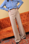 Beige Relaxed Flared Pants