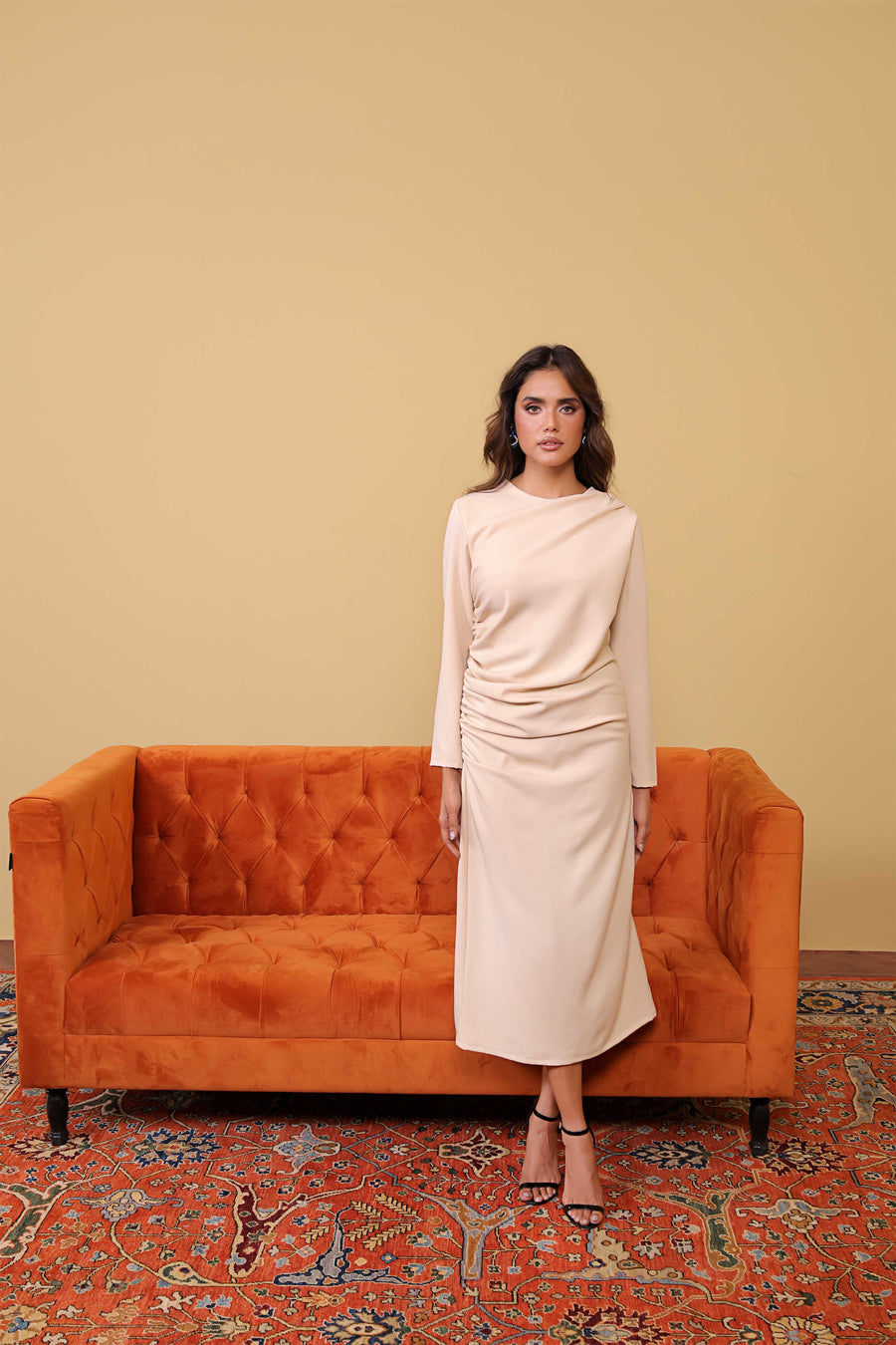 Sand Drape Midi Dress