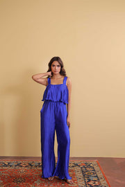 Electric Sapphire Pleated Jumpsuit