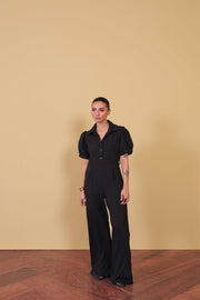 Black Half Sleeve Jumpsuit