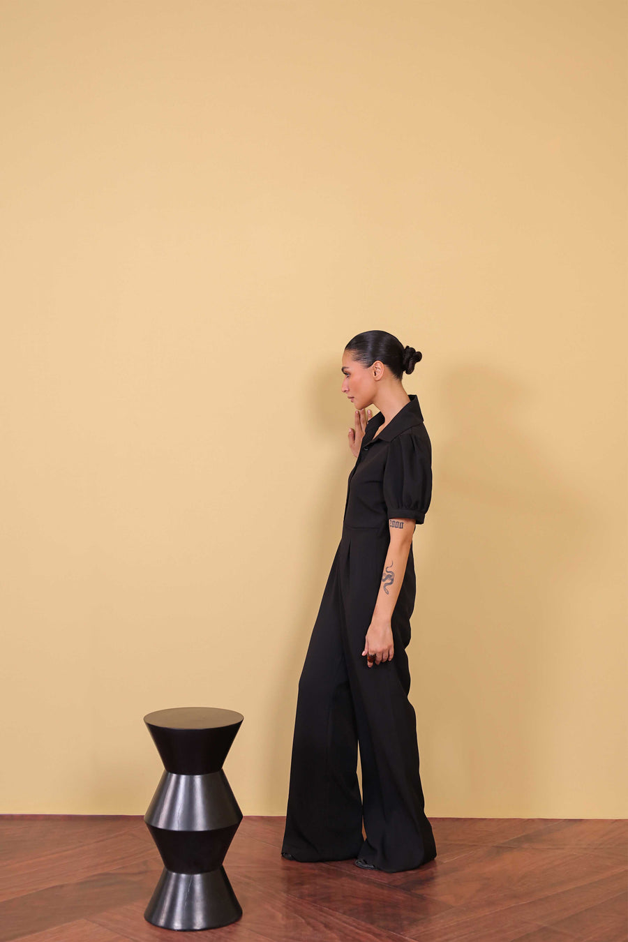 Black Half Sleeve Jumpsuit