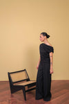 Black Asymmetric Draped Top