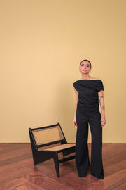 Black Asymmetric Draped Top