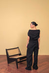 Black Asymmetric Draped Top