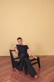 Black Asymmetric Draped Top
