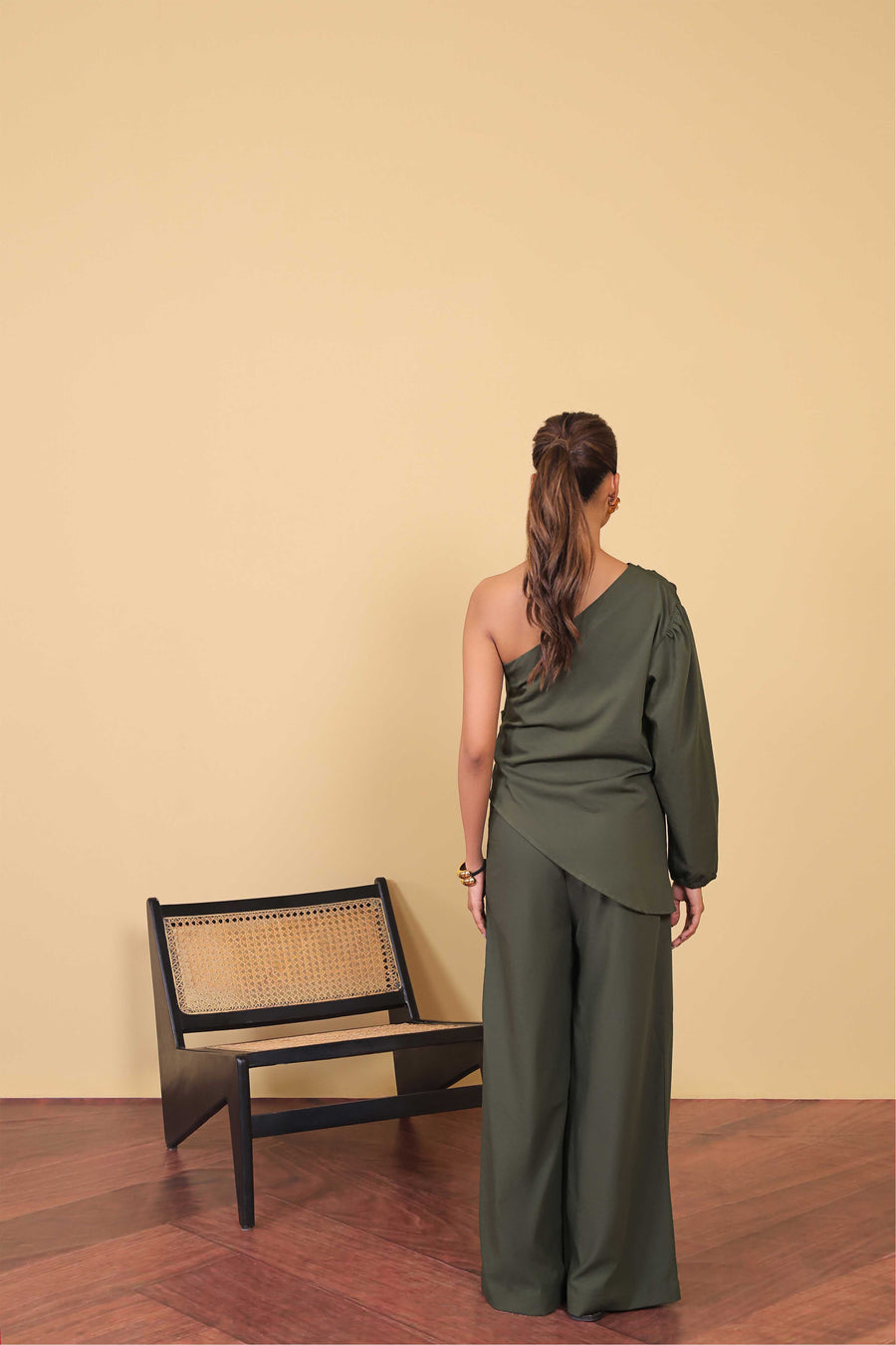 Draped Olive Statement Top