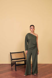 Flared Olive Trouser