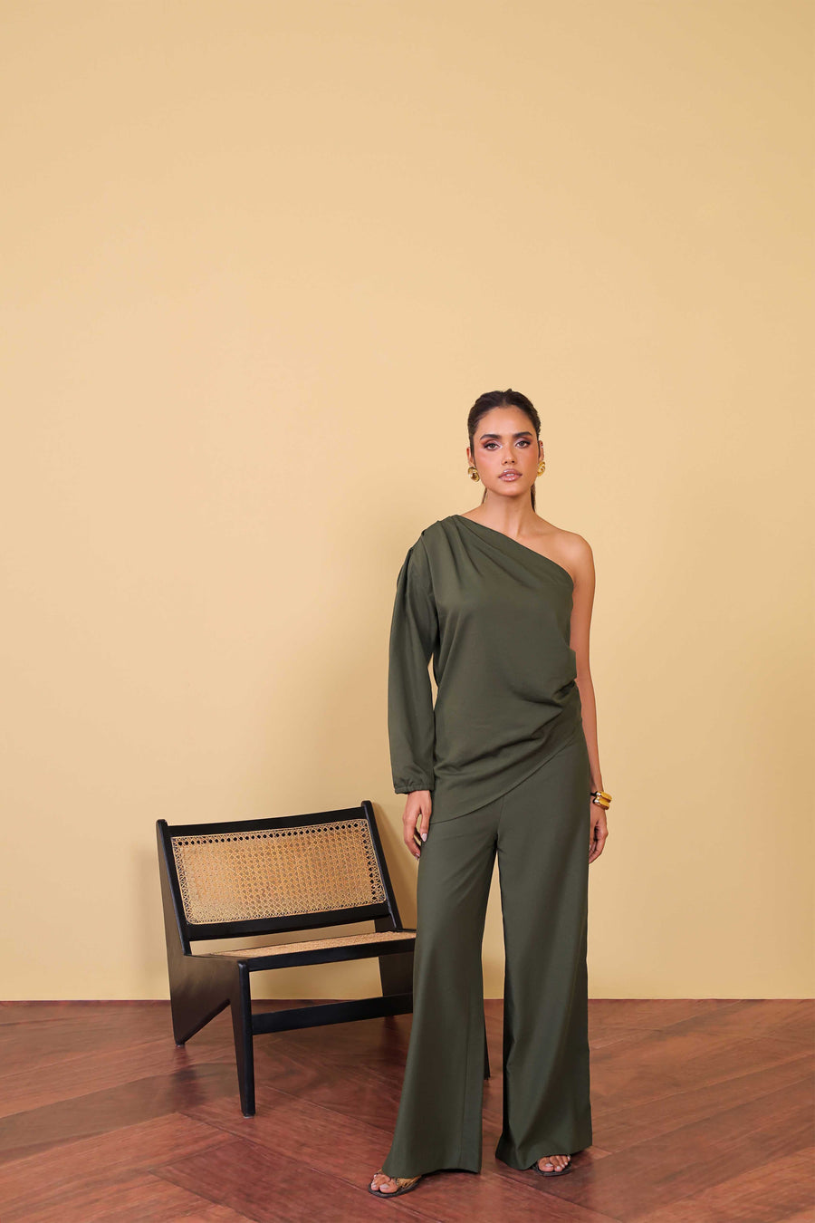 Flared Olive Trouser