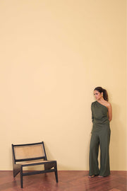 Draped Olive Statement Top