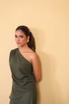Draped Olive Statement Top