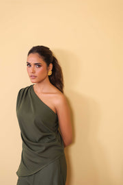 Draped Olive Statement Top