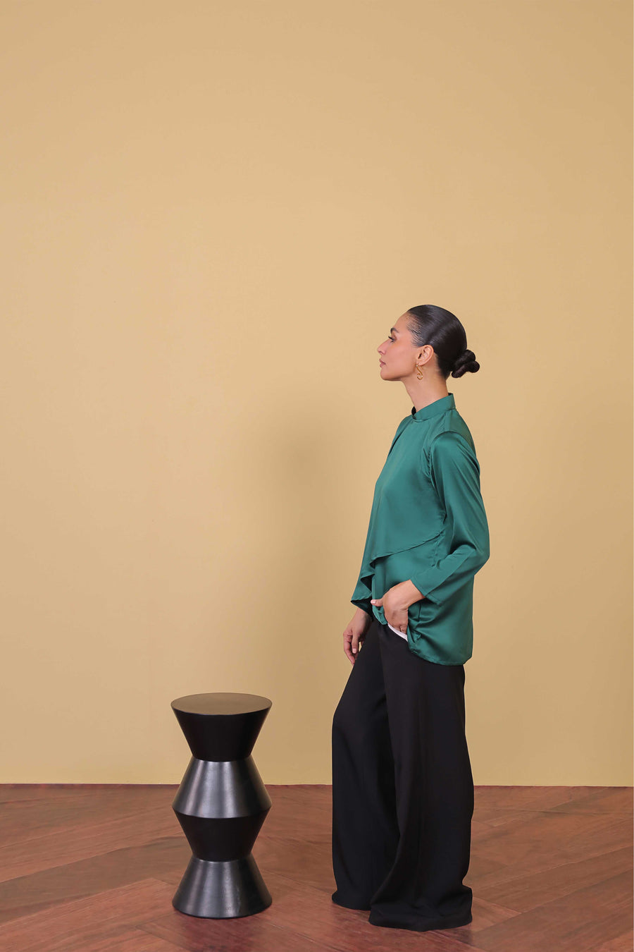 Teal Green Overlapping Blouse