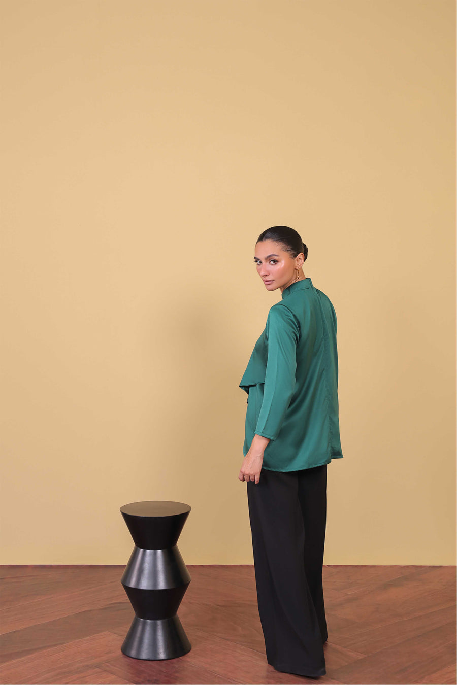 Teal Green Overlapping Blouse