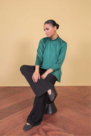 Teal Green Overlapping Blouse