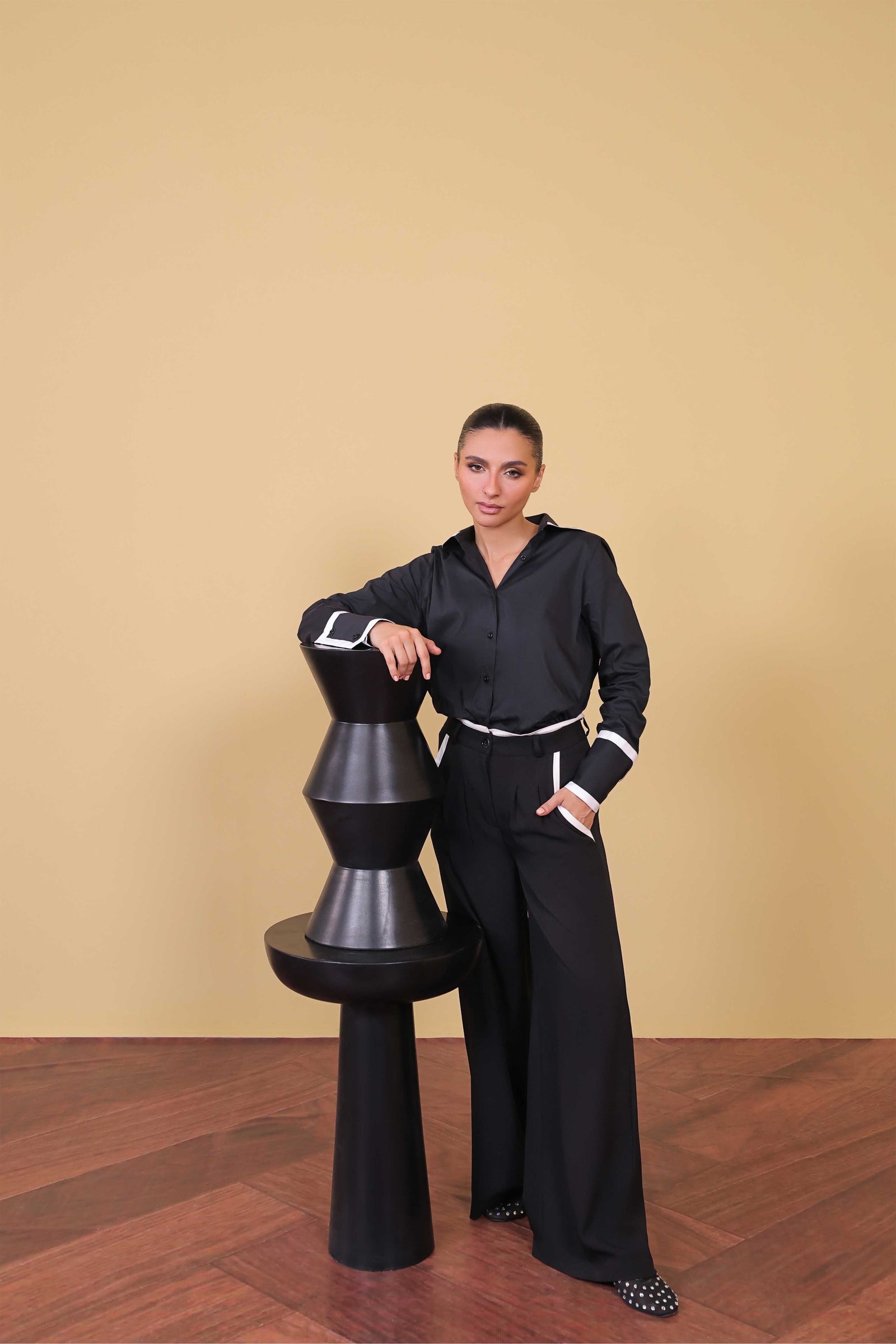 Contrast Trim Tailored Trousers