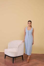 Powder Blue Zip Front Dress