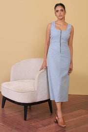 Powder Blue Zip Front Dress