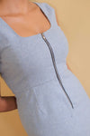 Powder Blue Zip Front Dress