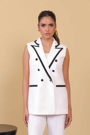 Monochrome Sleeveless Blazer