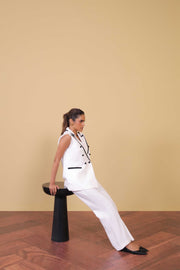 Monochrome Sleeveless Blazer