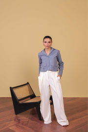 Slate Utility Cropped Shirt