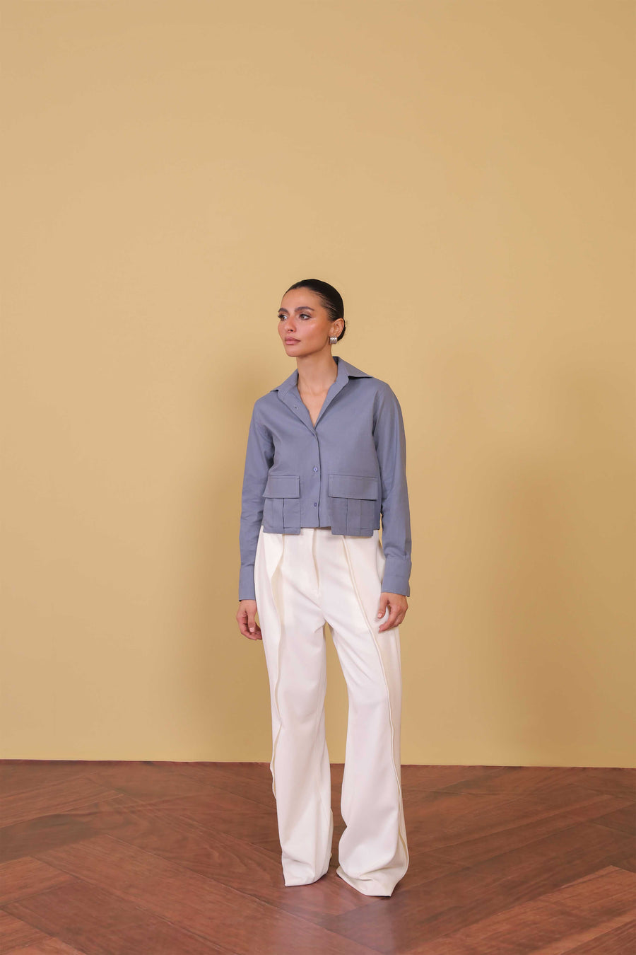 Slate Utility Cropped Shirt