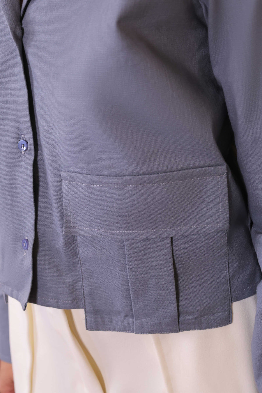 Slate Utility Cropped Shirt
