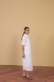 White Broiderie Shirt Dress