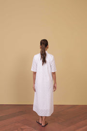White Broiderie Shirt Dress