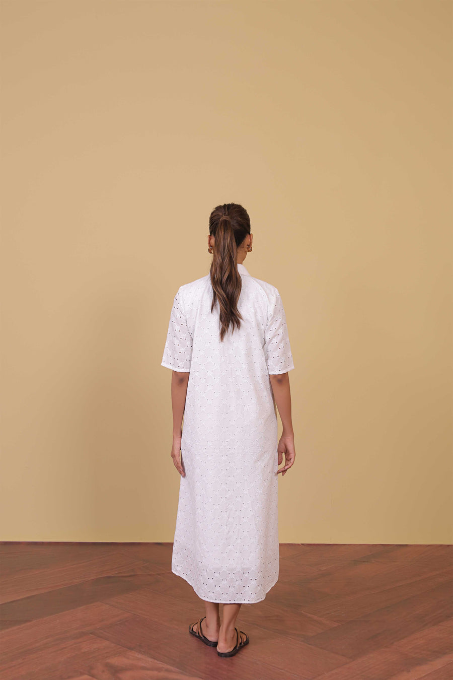 White Broiderie Shirt Dress