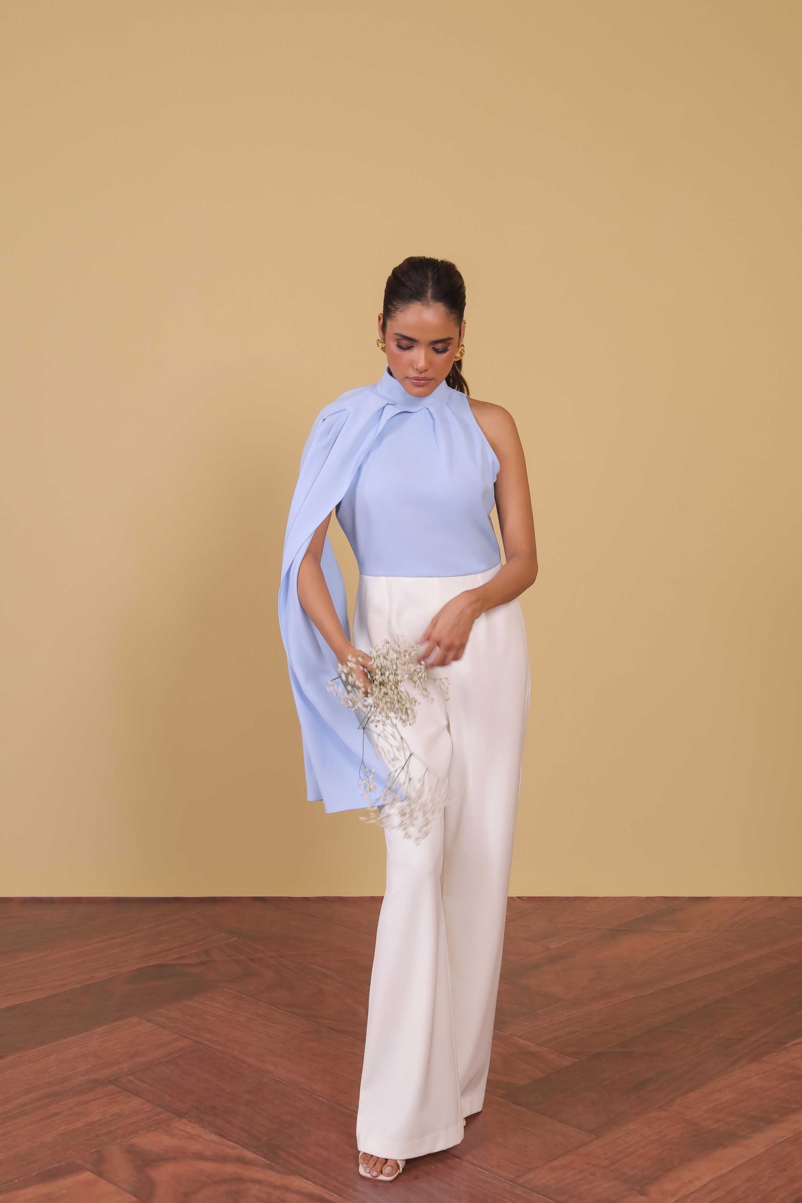 Azure Cape Sleeve Jumpsuit