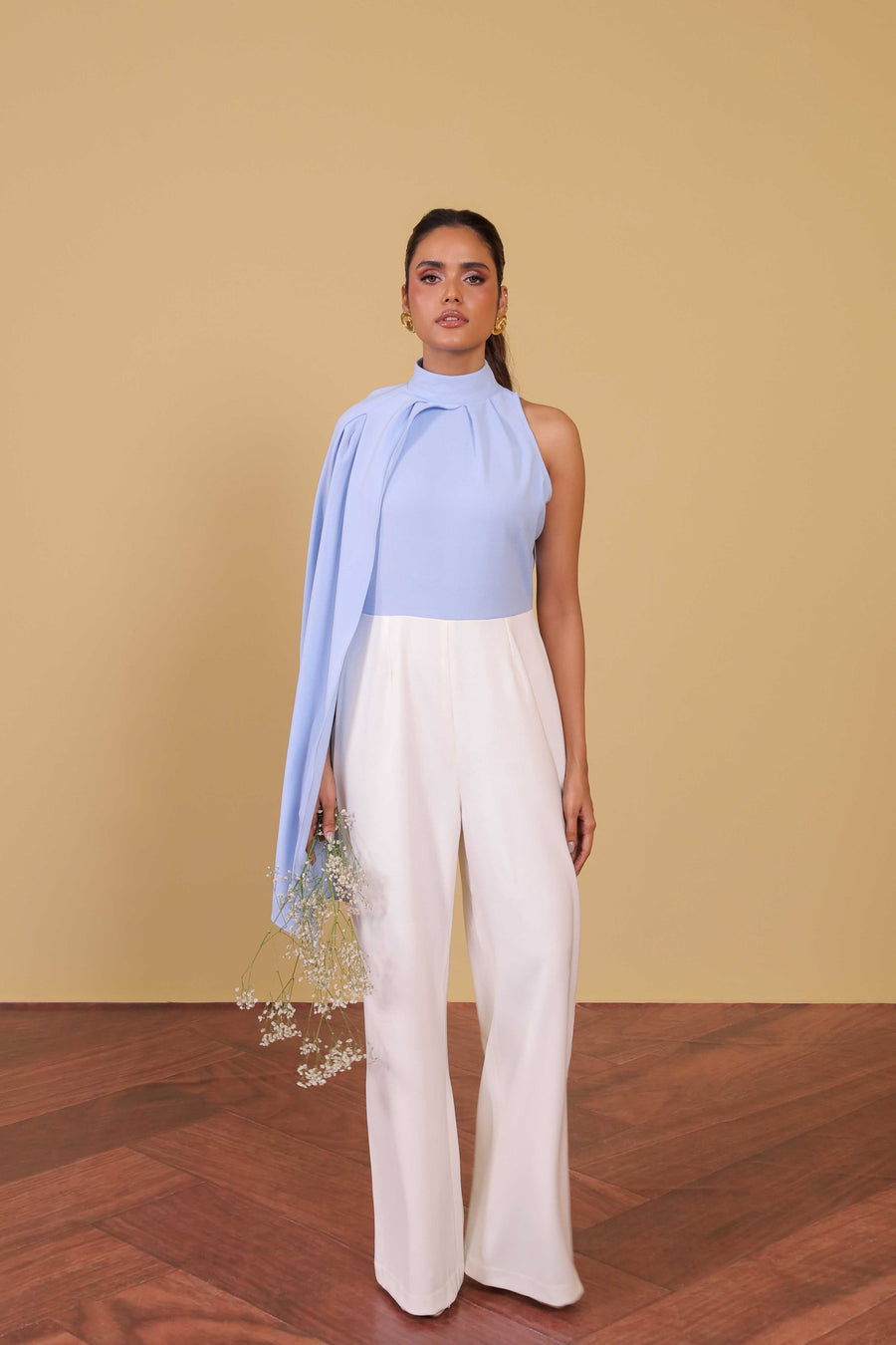 Azure Cape Sleeve Jumpsuit