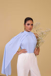 Azure Cape Sleeve Jumpsuit