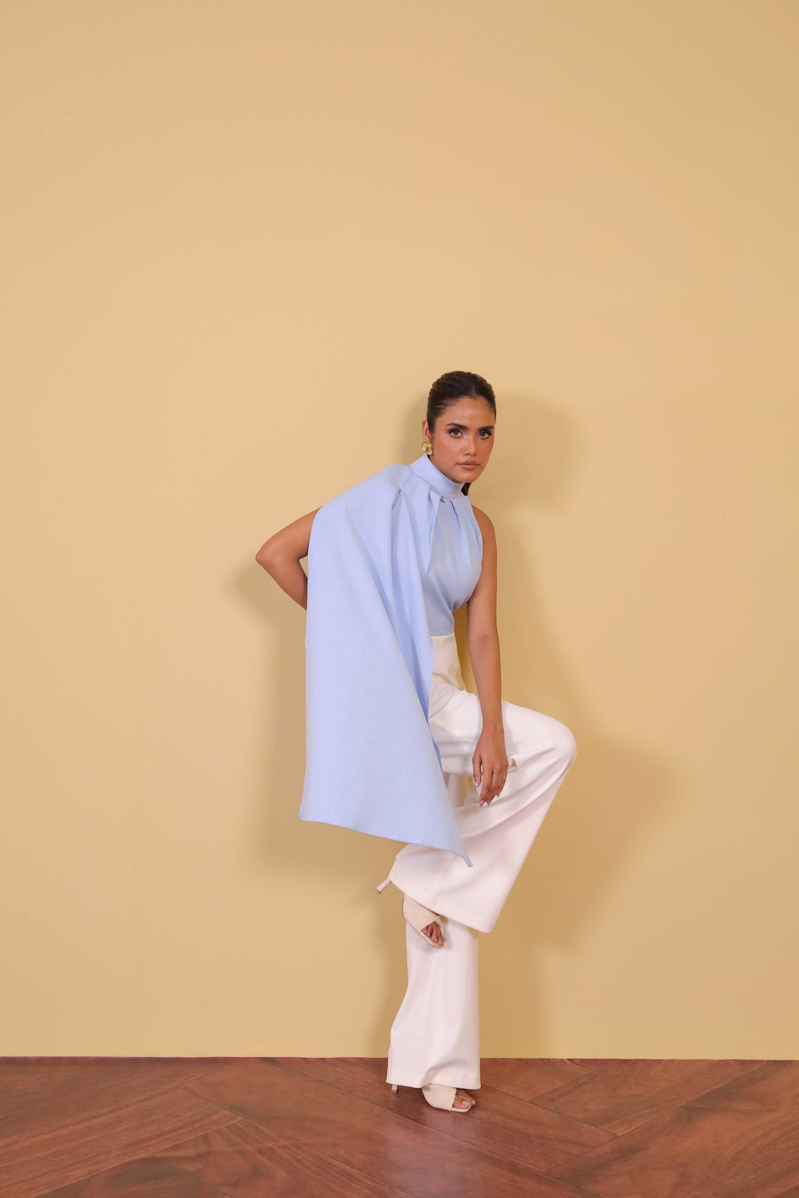 Azure Cape Sleeve Jumpsuit