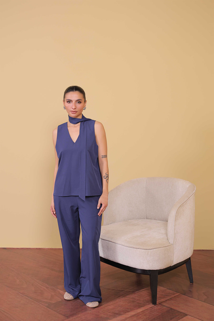 Midnight Scarf Neck Top