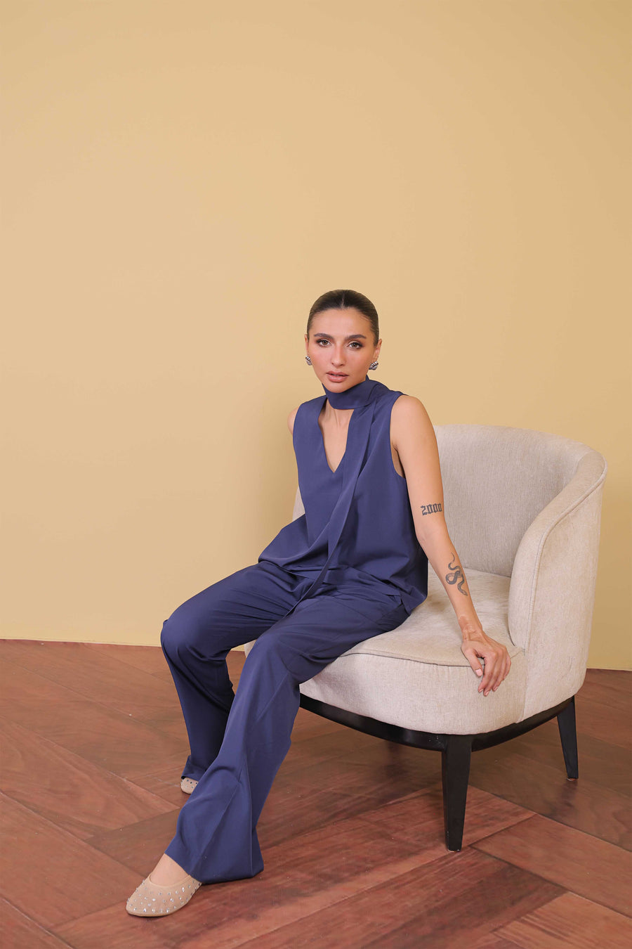 Midnight Scarf Neck Top