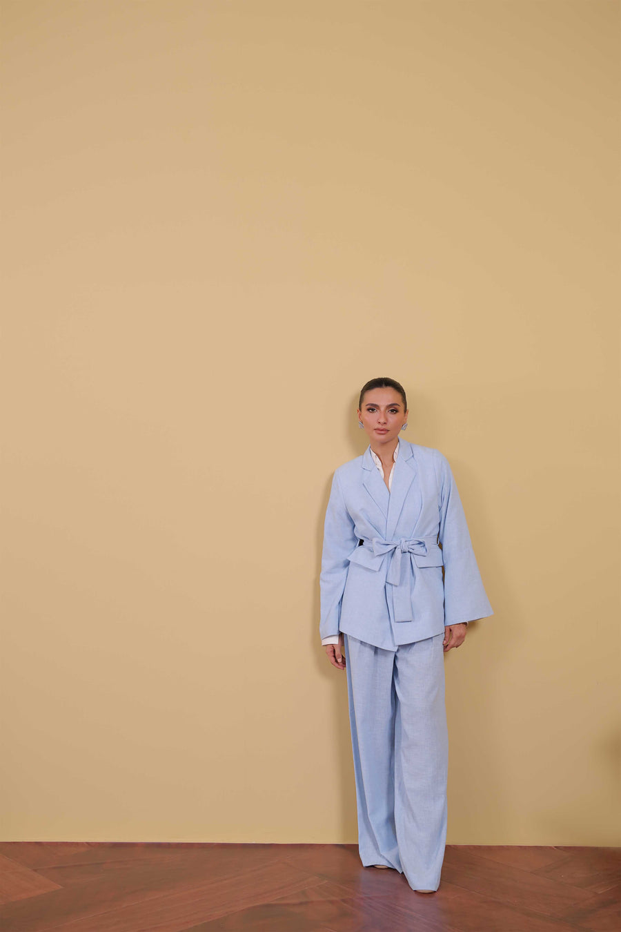Powder Blue Wide Leg Trousers