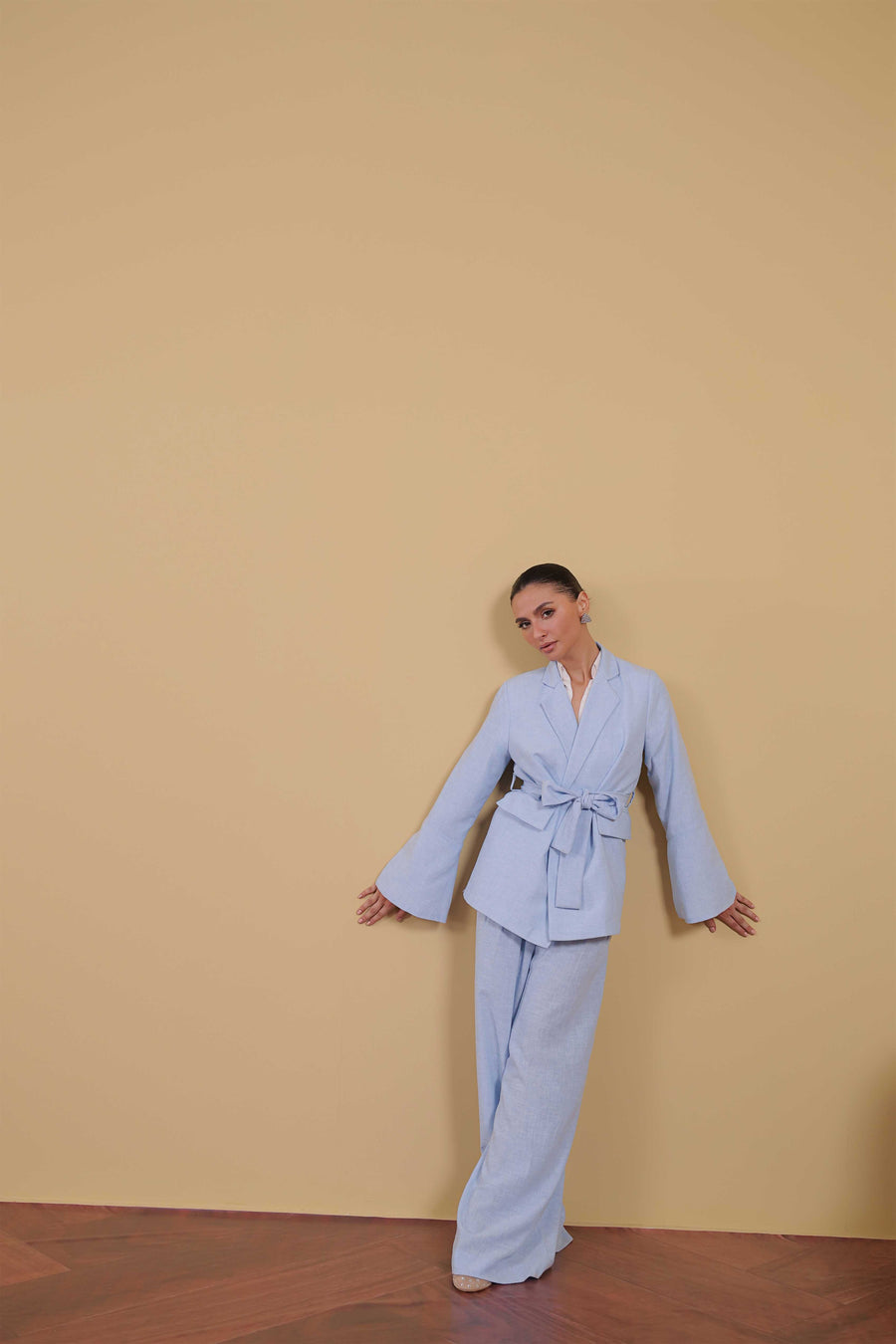 Powder Blue Wide Leg Trousers