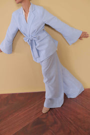 Powder Blue Wide Leg Trousers