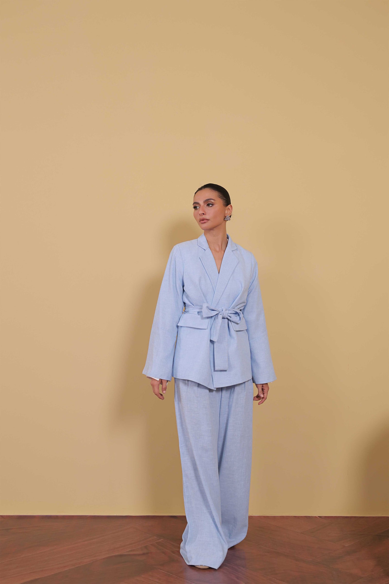 Powder Blue Wide Leg Trousers