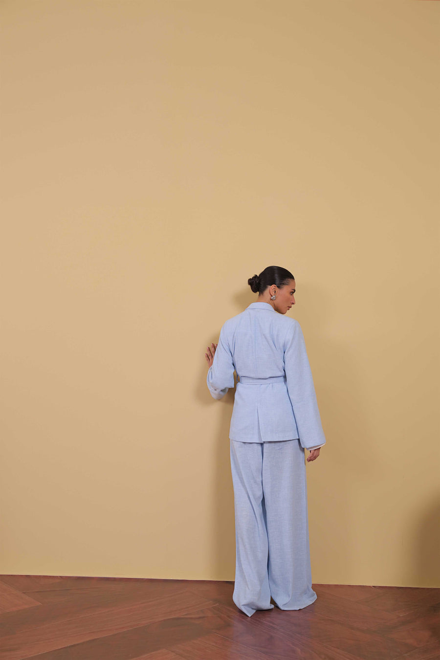 Powder Blue Wide Leg Trousers