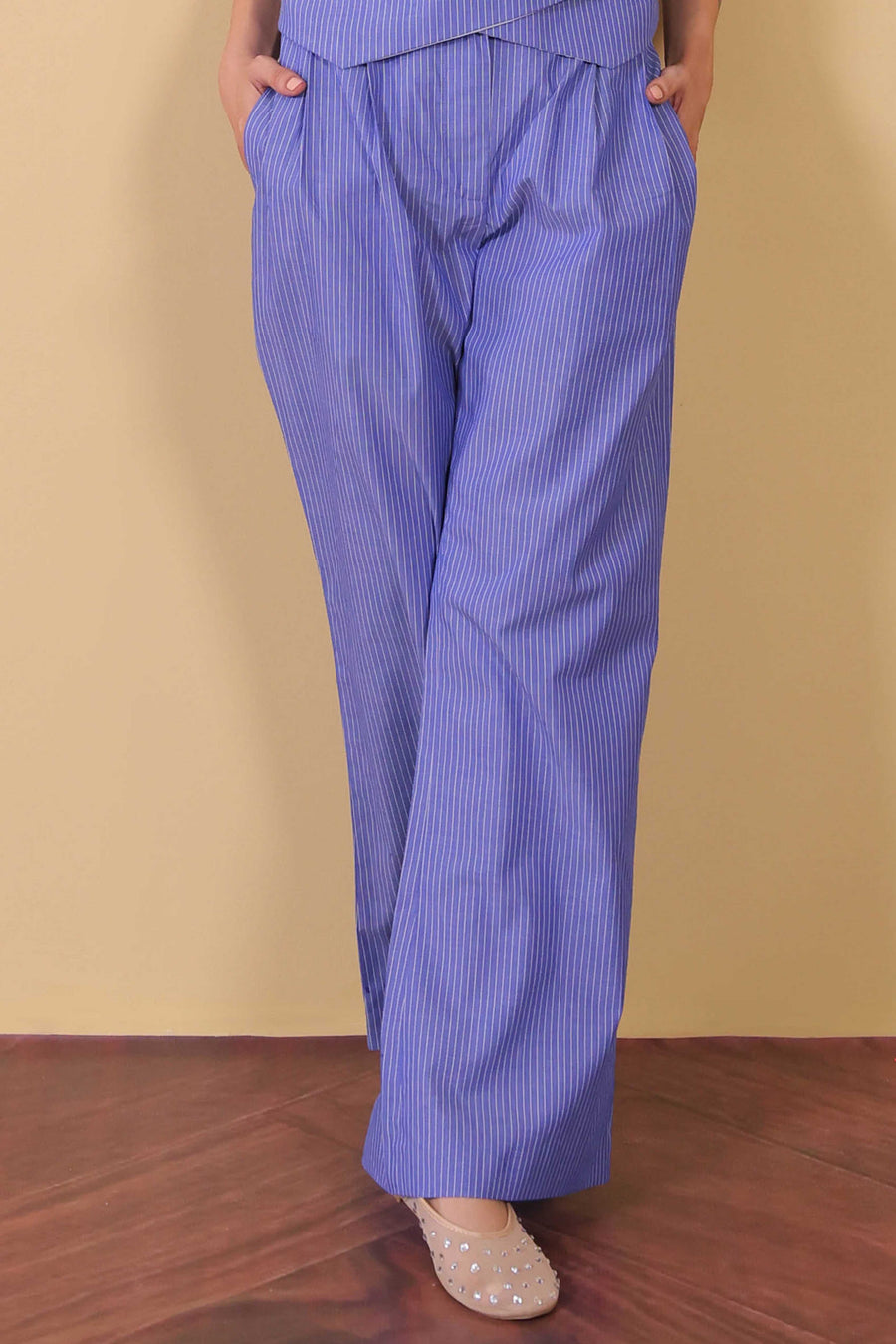 Soft Stripe Straight Trousers