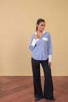 Contrast Collar Pinstripe Shirt