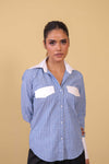 Contrast Collar Pinstripe Shirt